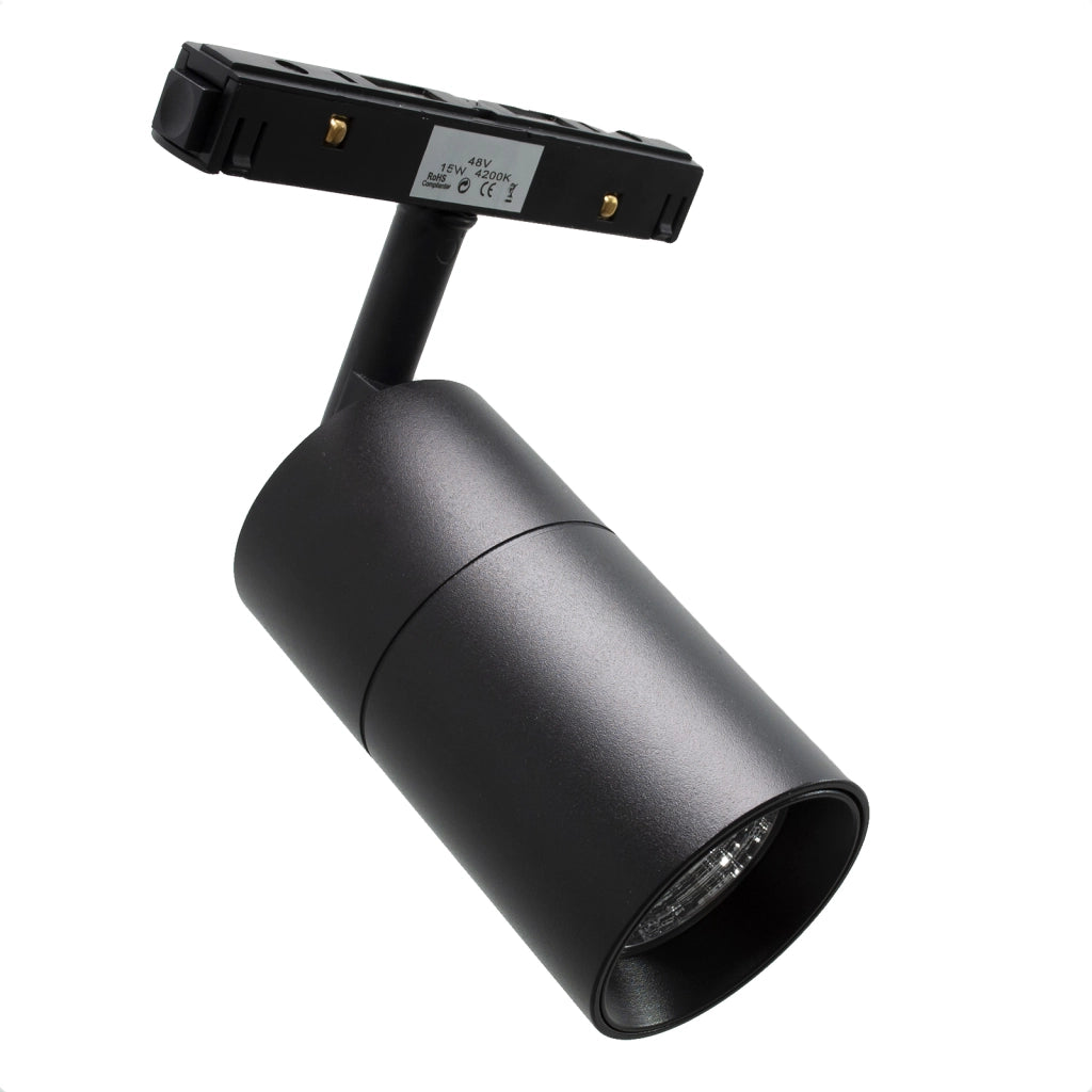 Faretto spot LED 15W binario track magnetico elettrificato luci negozio ufficio 48V CCT 3000K 4000K 6400K Dimmerabile
