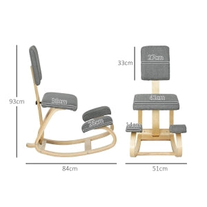 SEDIA Ergonomica per inginocchiamento 51x84x93 cm Grigio Poliestere