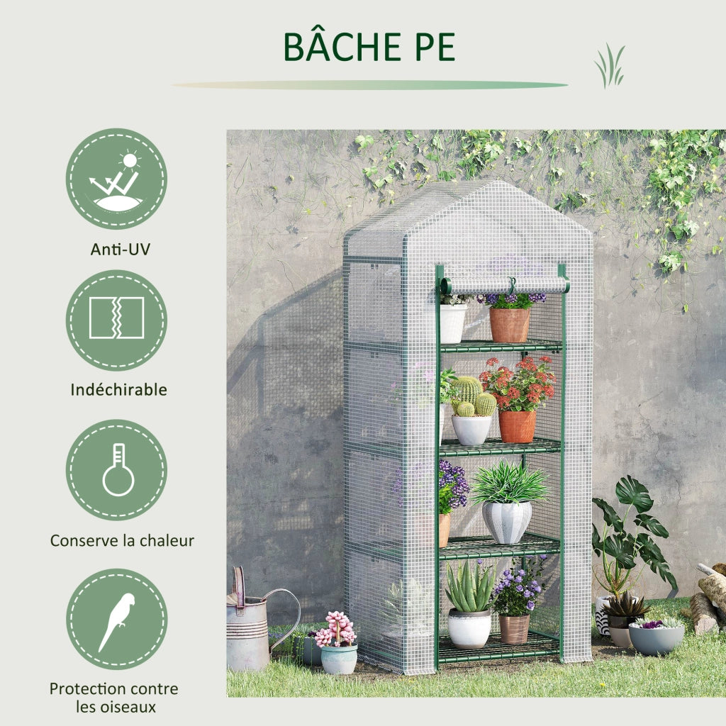 Serra da giardino in PE con ripiani 4 livelli ¨C zephmum ¨C bianco 70x50x160cm