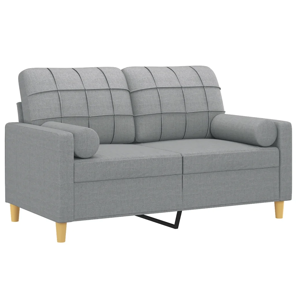 Divano a 2 Posti con Cuscini-Sofa 2 Posti con Cuscini Grigio Chiaro 120 cm in Tessuto 110901