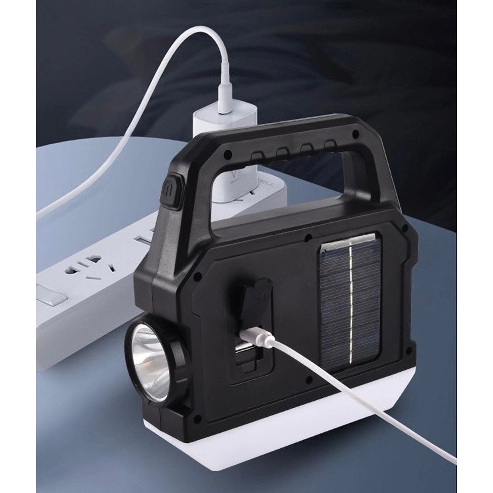 Trade Shop - Torcia Solare Portatile Lampada Ricaricabile Luce Per Pesca Emergenze Campeggio Caccia -