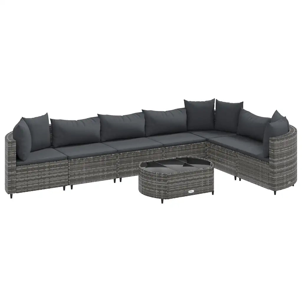 Set Divano da Giardino 8 pz con Cuscini Grigio in Polyrattan
