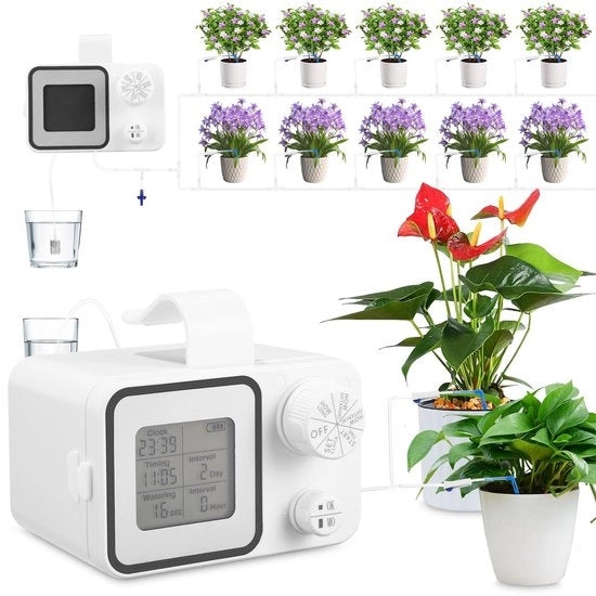 Sistema di Irrigazione Automatico con Timer per 15 Piante - Irrigazione a Gocce per Interno, Giardino e Balcone