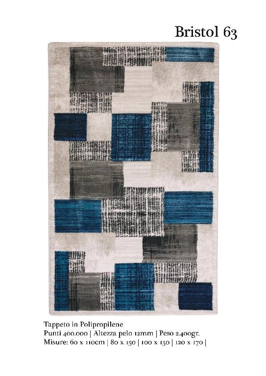 Tappeto Arredamernto Casa in Polipropilene Luxury Bristol Blu 60 x 110 cm