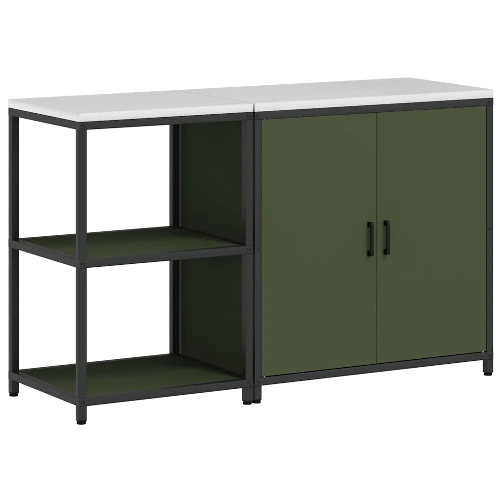 vidaXL Set di Stoccaggio per Cucina 2 pcs Verde oliva 150 x 50 x 92 cm