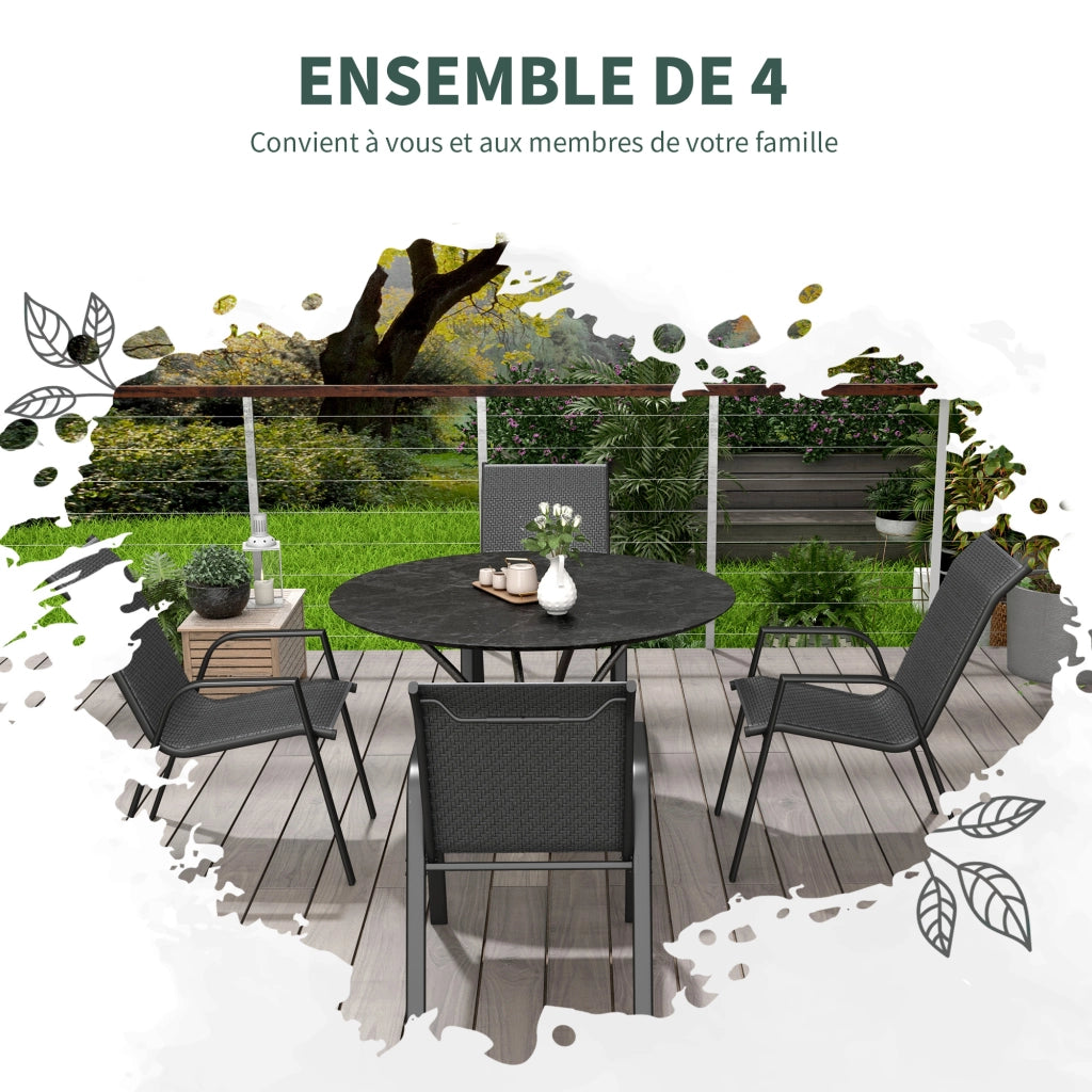 Sedie da giardino impilabili con braccioli ¨C zephmum ¨C effetto rattan
