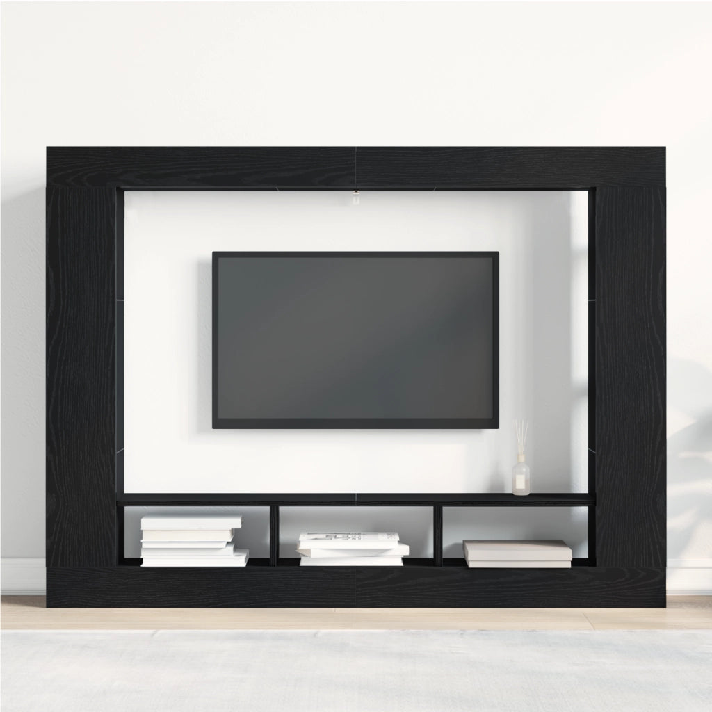 Mobile TV a muro  Nero Rovere 152x22x113 cm