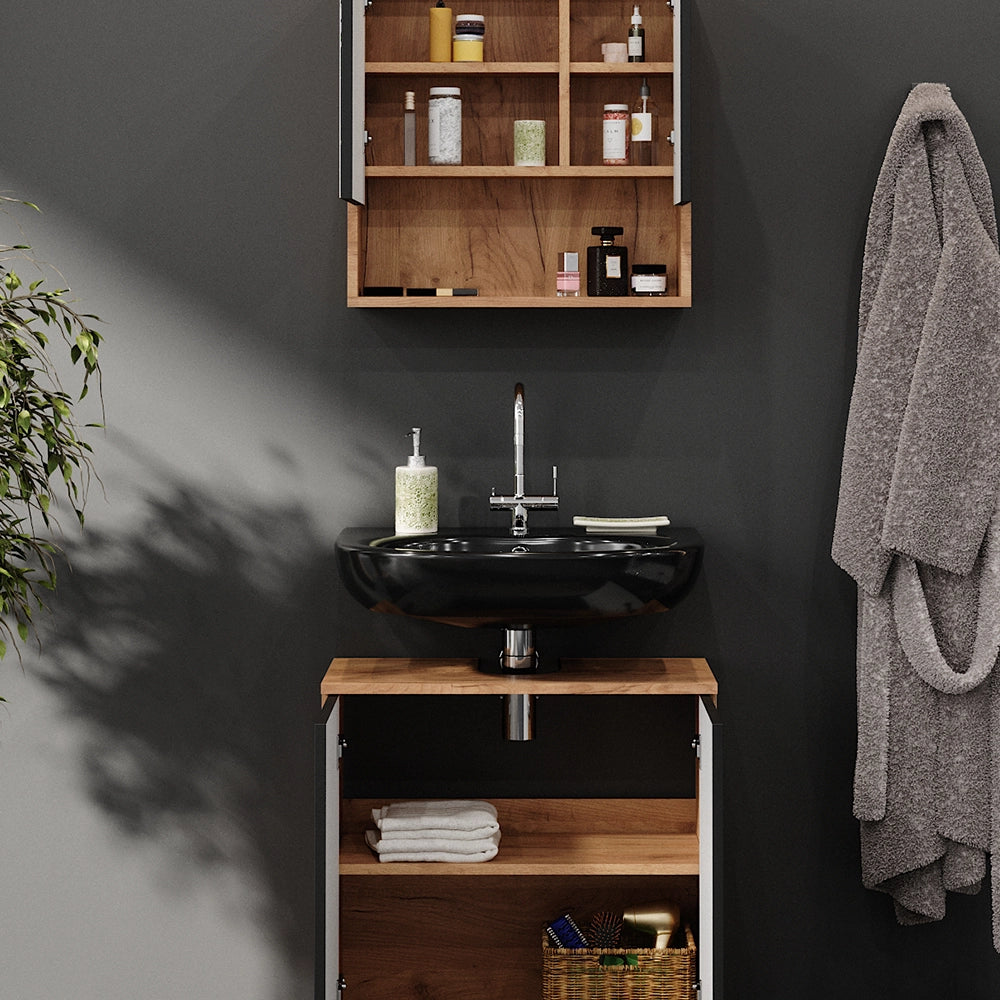 Vicco Set mobili bagno Antracite puntinato 2 parti, base 60 cm