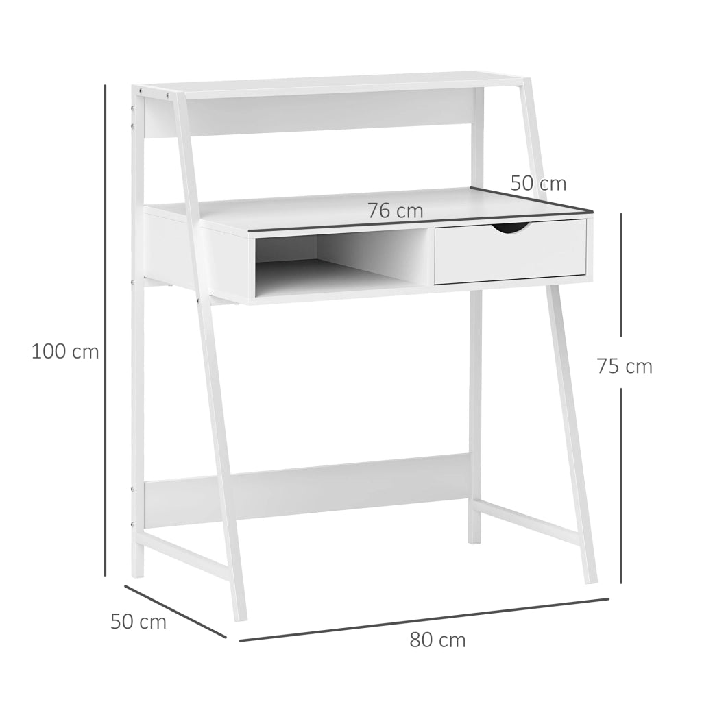 Scrivania Ufficio con Cassetti e Scaffale ¨C Zephmum ¨C Bianco Metallo