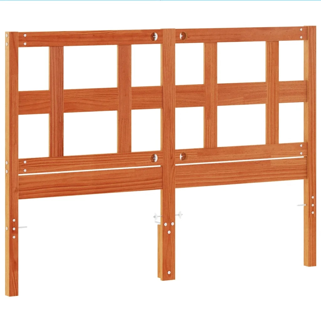 Testiera Marrone Cera 135 cm in Legno Massello di Pino 844353