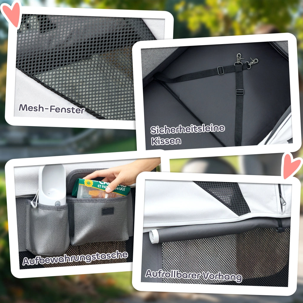 Carrello per animali pieghevole ¨C zephmum ¨C 110x65x102 cm grigio scuro