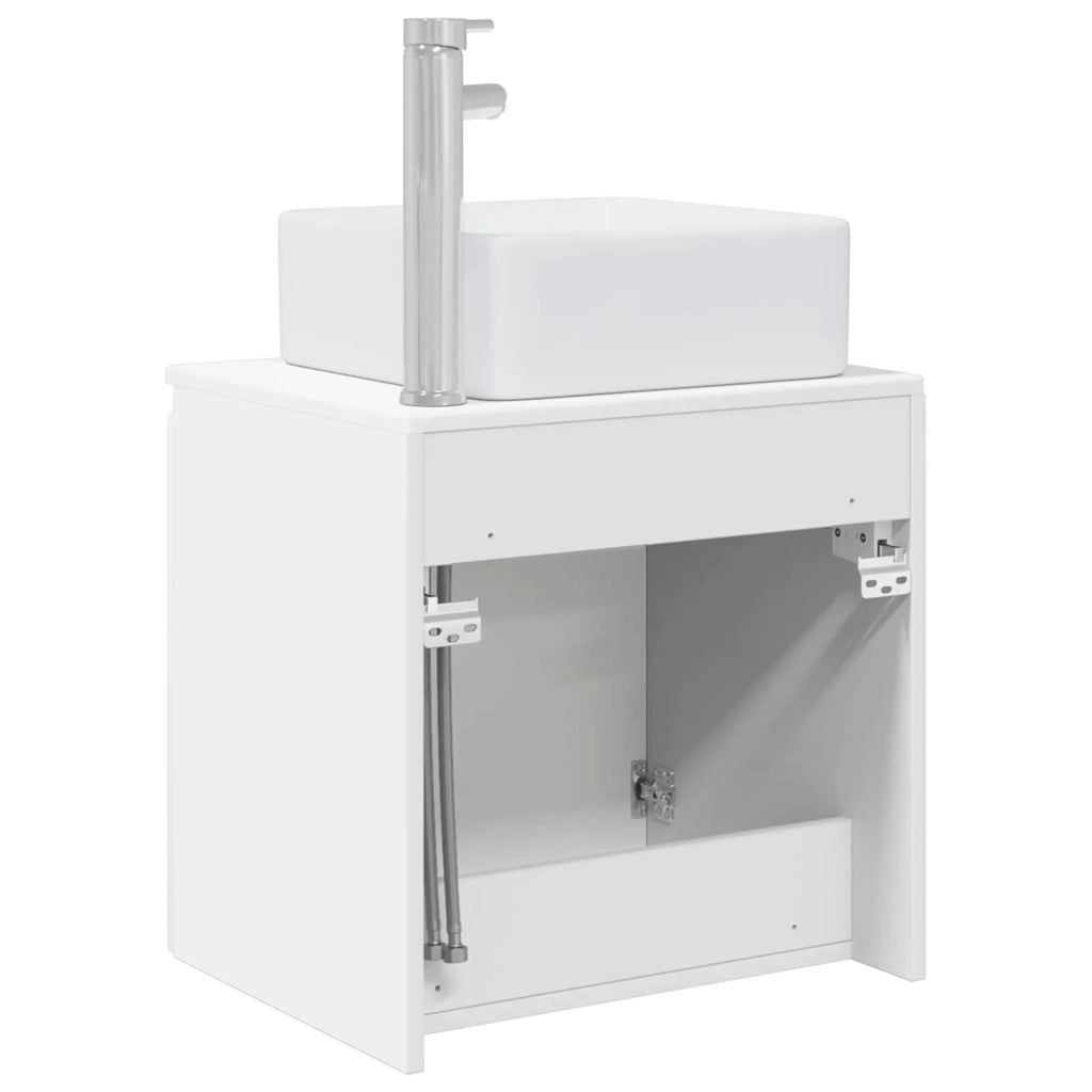 Mobile Lavabo da Parete Bianco Lucido 53 x 35 x 63 cm 890426