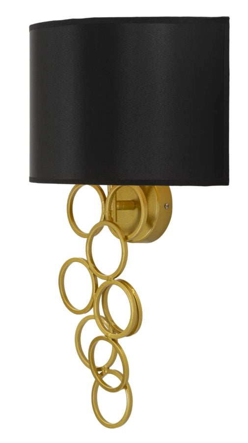 Lampada da Muro Rich 30x20x50 cm in Ferro e Tessuto Oro e Nero