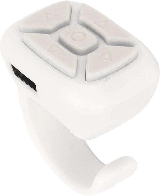 Regolatore Bluetooth per Smartphone e Tablet - Page Turner con Design a Anello - Bianco - Compatibile con Dispositivi Mobili e Tavole Tattili