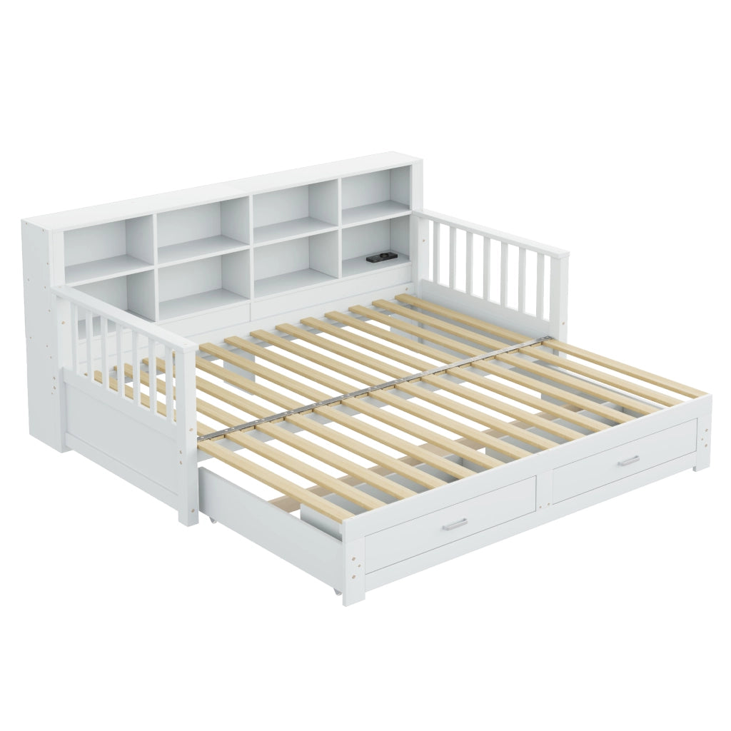 DIVANO LETTO ESTRAIBILE 90x190/180x190 CM LEGNO BIANCO