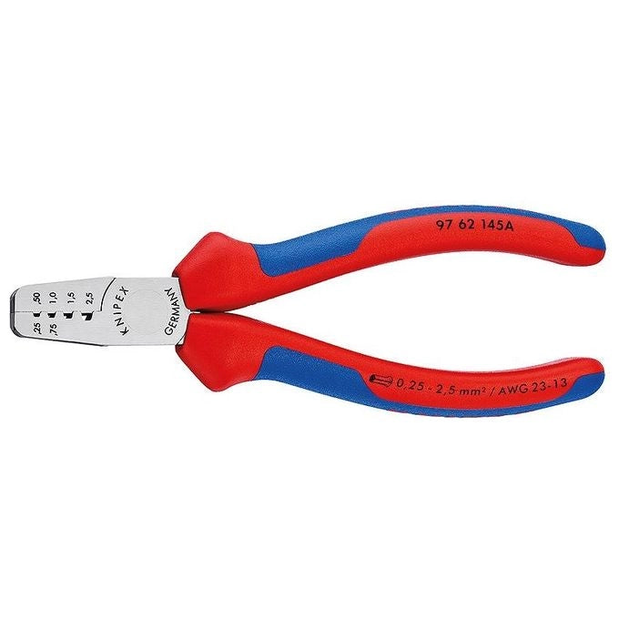KNIPEX 97 62 145 A Crimpatrici per terminali a bussola 0,25—2,5 mm² 4 alloggiamenti impugnatura comfort colore Nero
