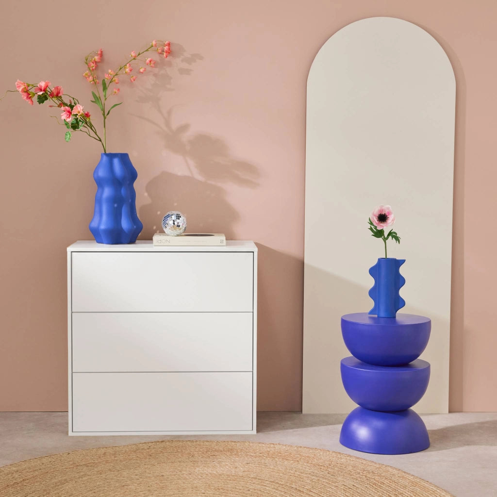 Modulo di stoccaggio decorativo in legno 3 cassetti, bianco
