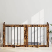 Cancello per cani con supporti 4 pcs Rovere Fumo 100 x 100 cm 892033