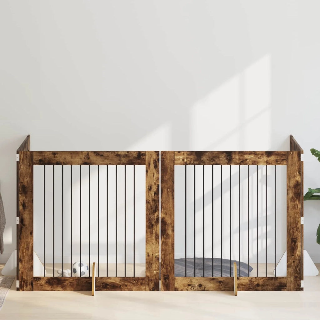 Cancello per cani con supporti 4 pcs Rovere Fumo 100 x 100 cm 892033