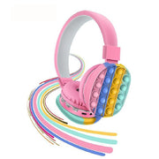 Trade Shop - Cuffie Popit Rosa Bambine Wireless Radio Bluetooth Arcobaleno Pieghevole Sd Usb -