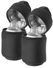 Set da Viaggio a Doppio - Borse Isolate per Bottiglie - Borse Isolate per Viaggio e Attività All'Aperto - Facili da Portare - Idonee per Viaggi e Attività All'Aperto - Nero - 10*10*27,5cm