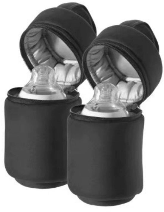 Set da Viaggio a Doppio - Borse Isolate per Bottiglie - Borse Isolate per Viaggio e Attività All'Aperto - Facili da Portare - Idonee per Viaggi e Attività All'Aperto - Nero - 10*10*27,5cm