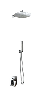 Kit Doccia 2 Vie Soffione Acciaio Inox  Slim 2 mm + Braccio Doccia + Presa Acqua + Flessibile + Doccino Soffione diam.25 cm con Braccio da Parete