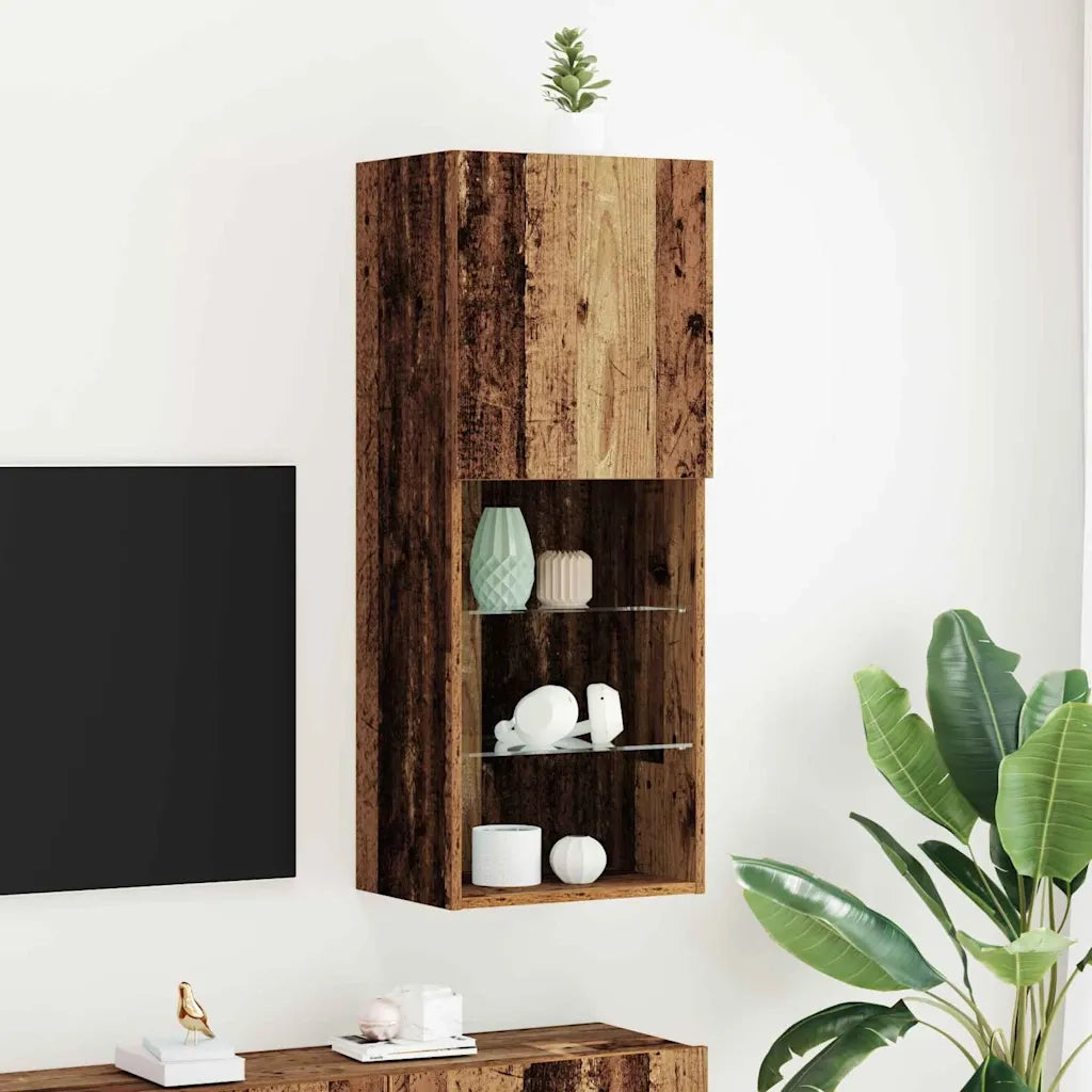 Set mobile TV | Armadietto TV | Mobile Porta TV con LED Legno vecchio 40,5 x 30 x 102 cm