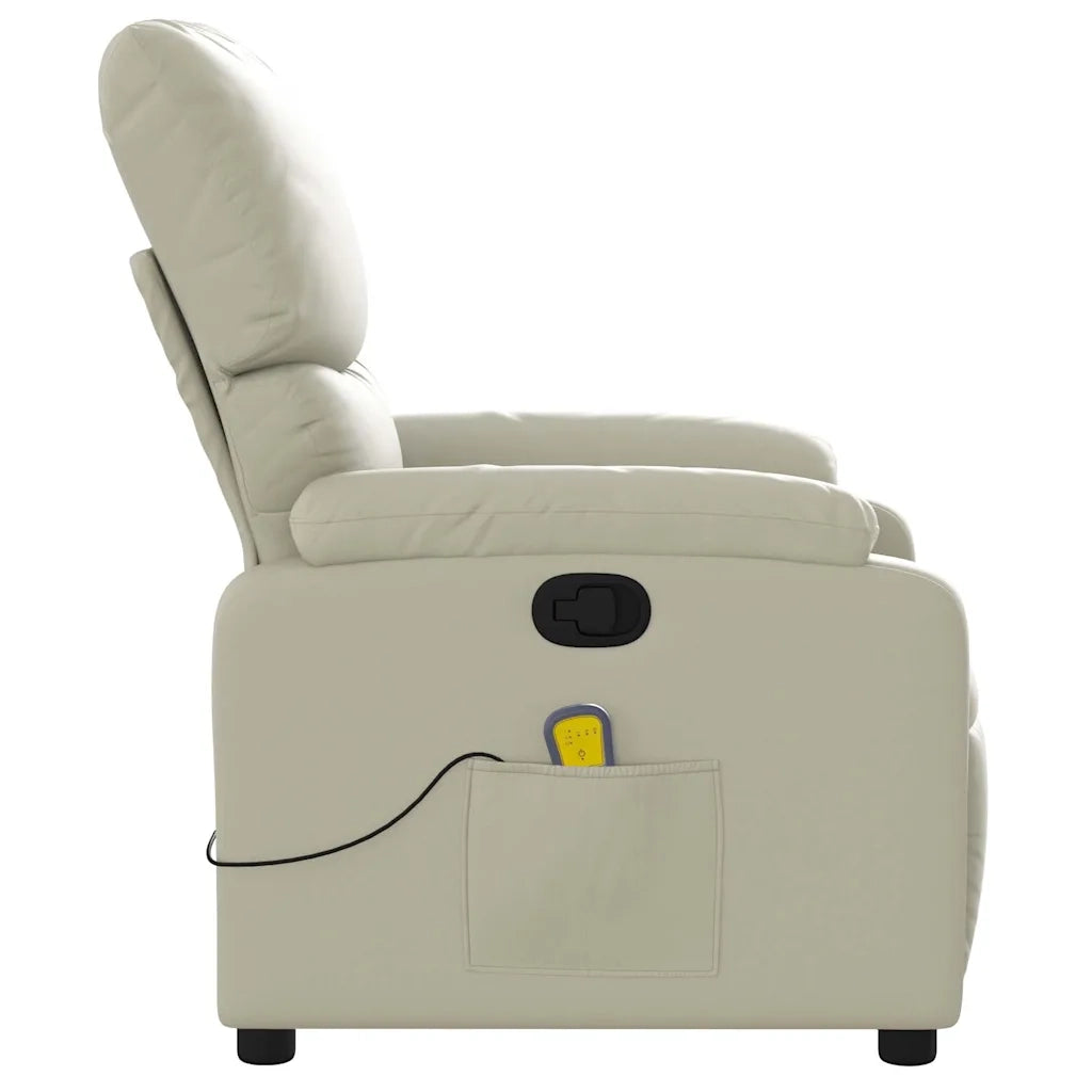 Divano Sedia-Poltrona reclinabile massaggiante in Similpelle Crema 884022