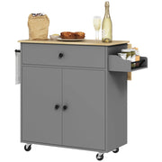 Tavolo da cucina con ruote e ripiani ¨C zephmum ¨C grigio