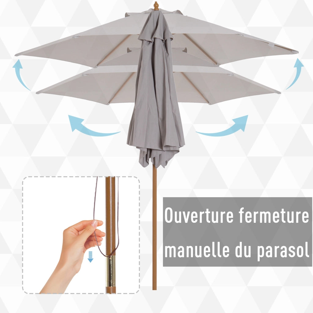 Parasole da Giardino Rotondo Grande ¨C zephmum ¨C Bamb¨´ Grigio ?250x230 cm