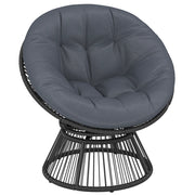 Poltrona a dondolo girevole in vimini con cuscino ¨C zephmum ¨C Grigio, struttura in acciaio