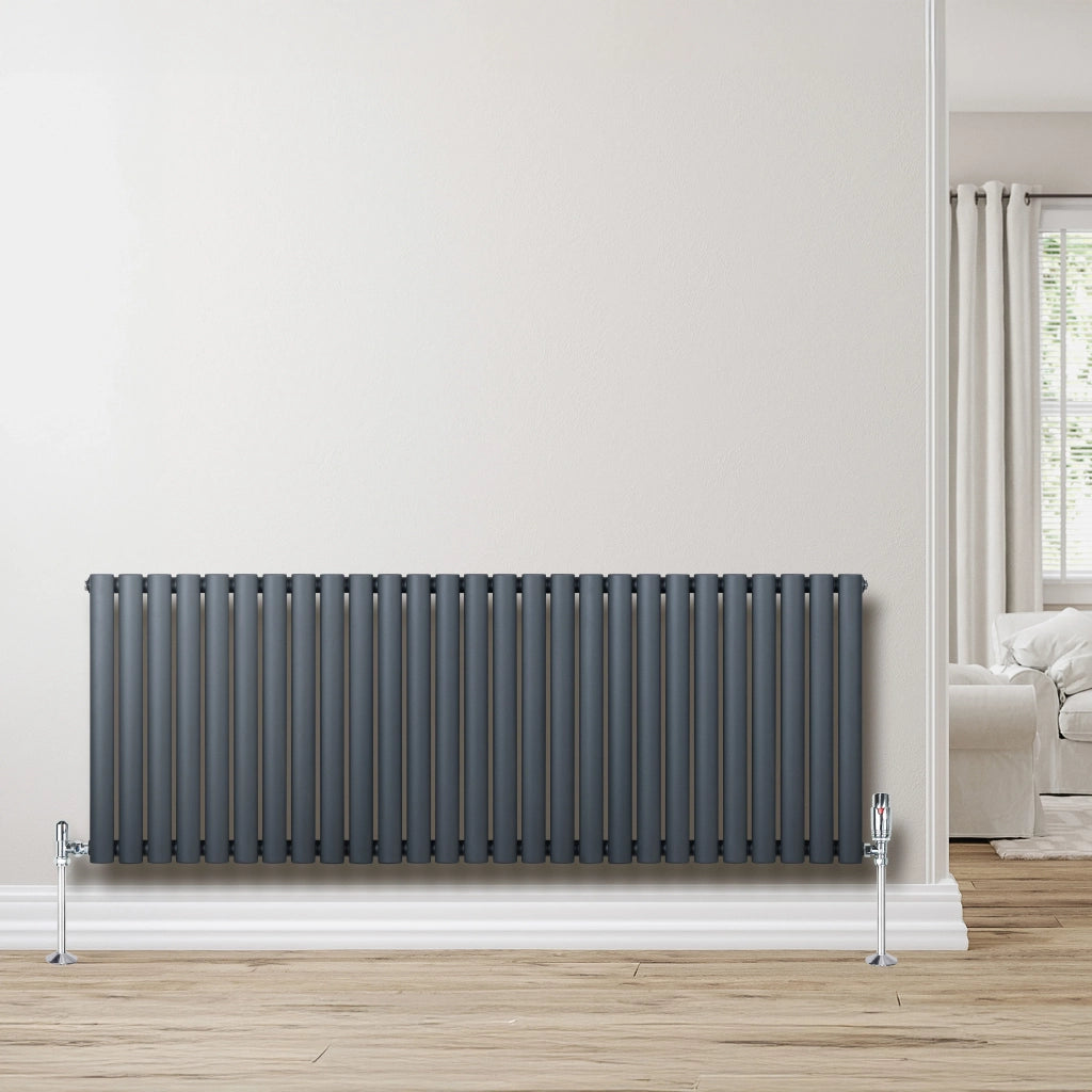 Radiatore Orizzontale Design Ovale Colonna Singola Antracite 600x1620 mm