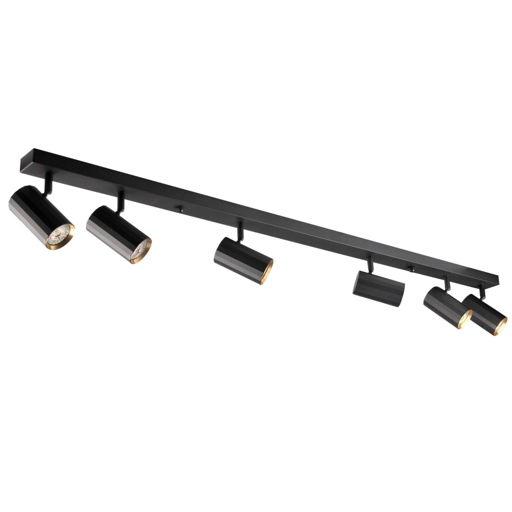 Plafoniera/Applique 6 luci GU10 nero oro NICEA Polux