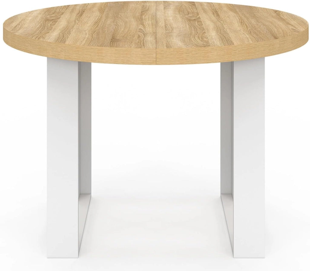 Tavolo da pranzo rotondo PHOENIX per 4 persone in legno e bianco 110 cm