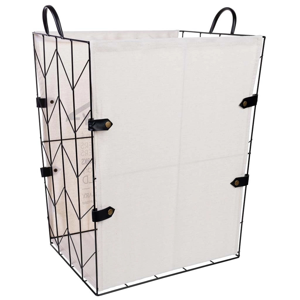 Cesto per la biancheria in metallo e tessuto 45x36x56/63
