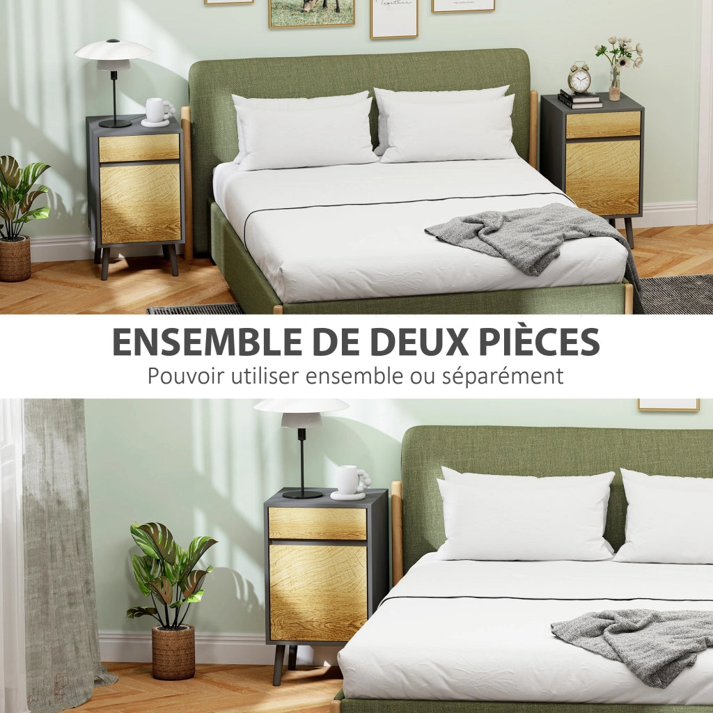 Comodino con cassetti e ripiano ¨C zephmum ¨C 40x39x69 cm grigio scuro