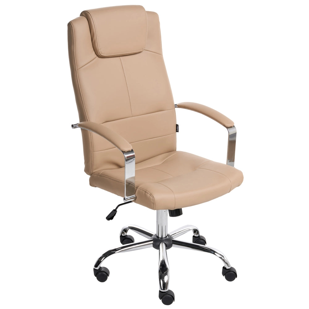 Sedia da Ufficio Girevole Regolabile in Ecopelle di colore Beige Ufficio Inclinabile