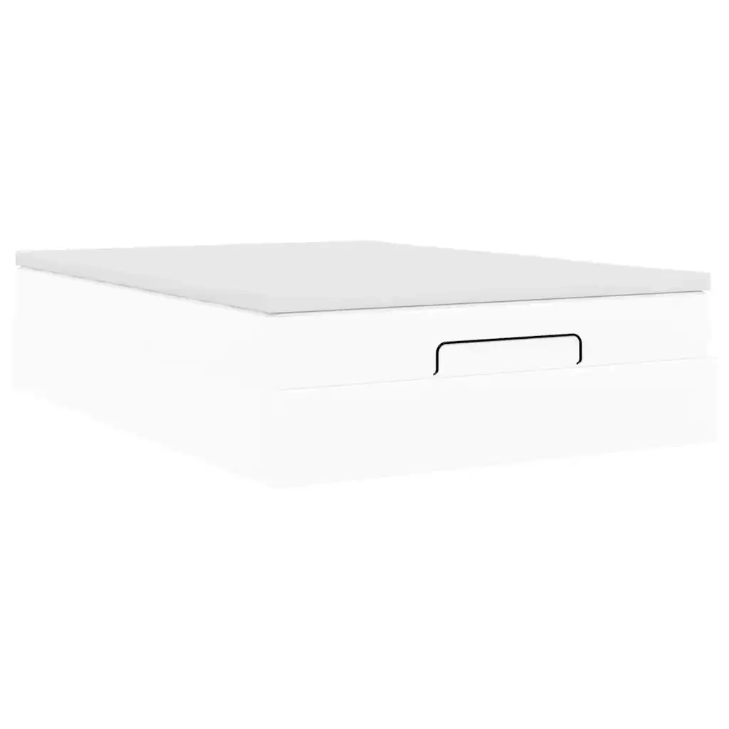Struttura Letto Pouf con Materasso Bianco 140x200 cm Similpelle 3311042