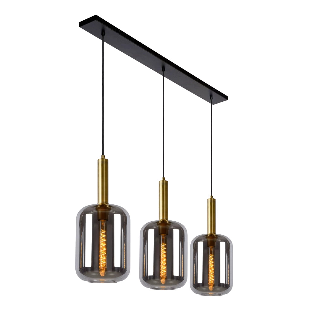 Lampada a sospensione Lucide Joanet 3xE27 vetro fumé