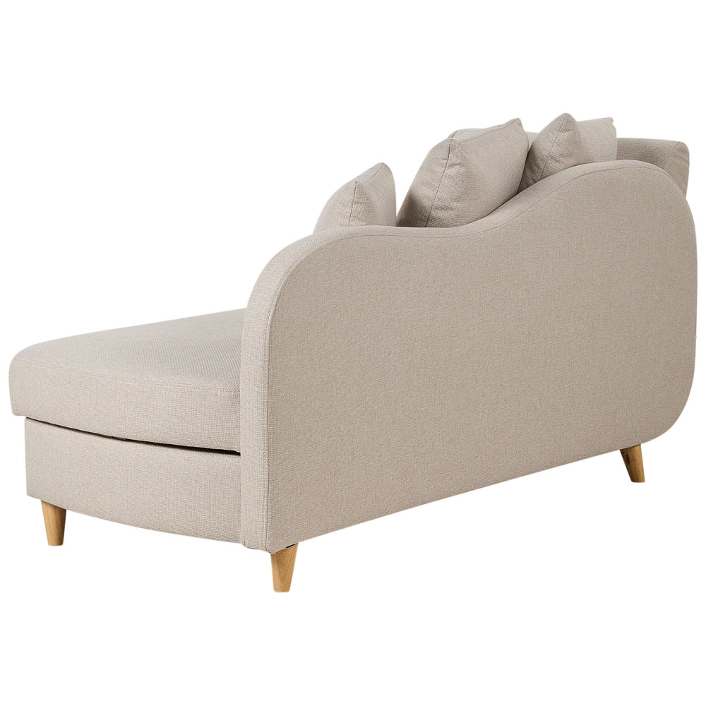Chaise Longue in tessuto beige lato sinistro con contenitore soggiorno design moderno