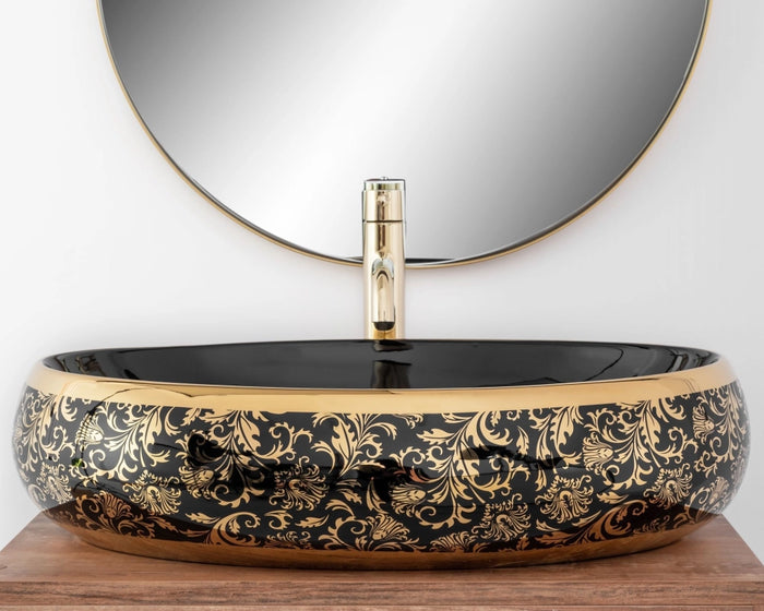 Lavabo Da Appoggio Rea Meryl Black / Gold