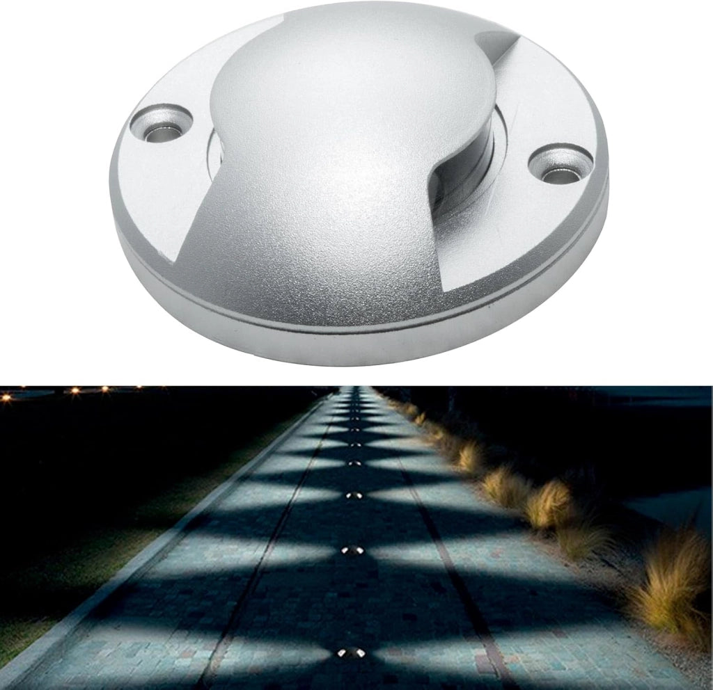 Faretto LED Calpestabile da Esterno Radente 4W 320lm 12V IP65 Biemissione Luce Naturale 4000K Grigio silver