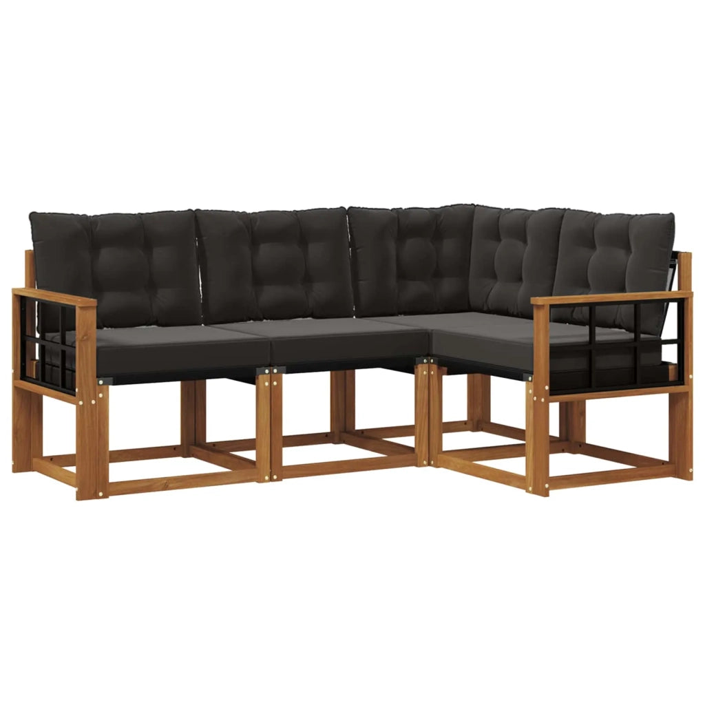 Set di divani da esterno con cuscino 4 pcs Naturale e Nero 3368623