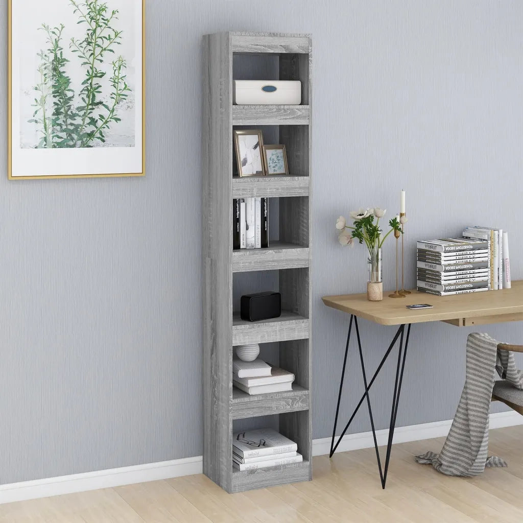 Libreria Divisorio-Scaffale per Libri-Mobile di Stoccaggio Grigio Sonoma 40x30x198 cm