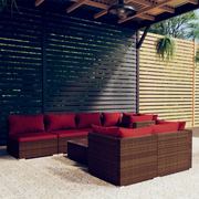Set Divani da Giardino 8 pz con Cuscini in Polyrattan Marrone cod mxl 39069