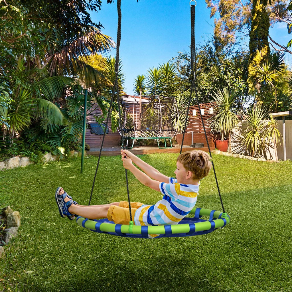 Altalena per Bambini da 3-8 Anni da Giardino ?100cm e Corde Regolabili, Blu
