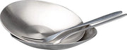 Set di 2 piccole tavole, piatti in acciaio inox con forchetta per frutta, piatti per dessert snack, argento, diametro 9,8 cm