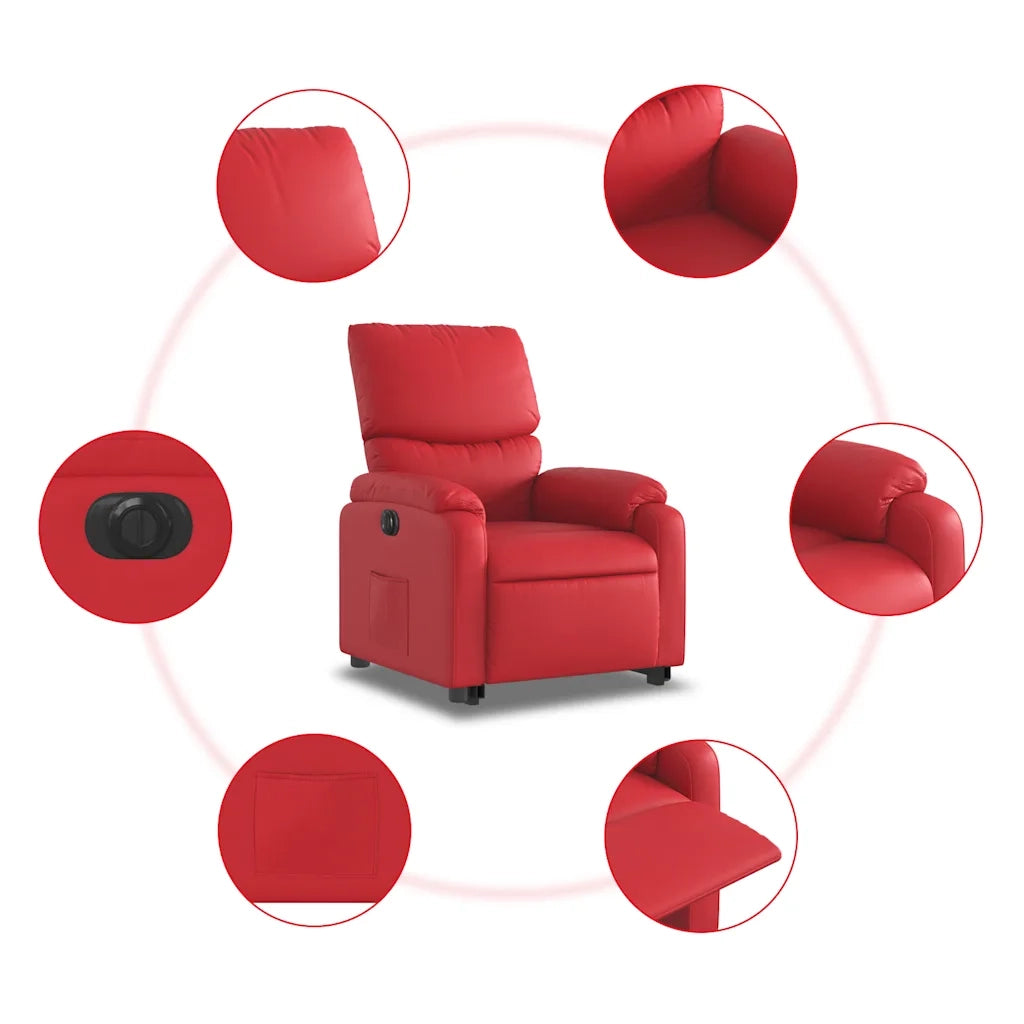 Poltrona Alzapersona Reclinabile Elettrica Rossa in Similpelle 3204905