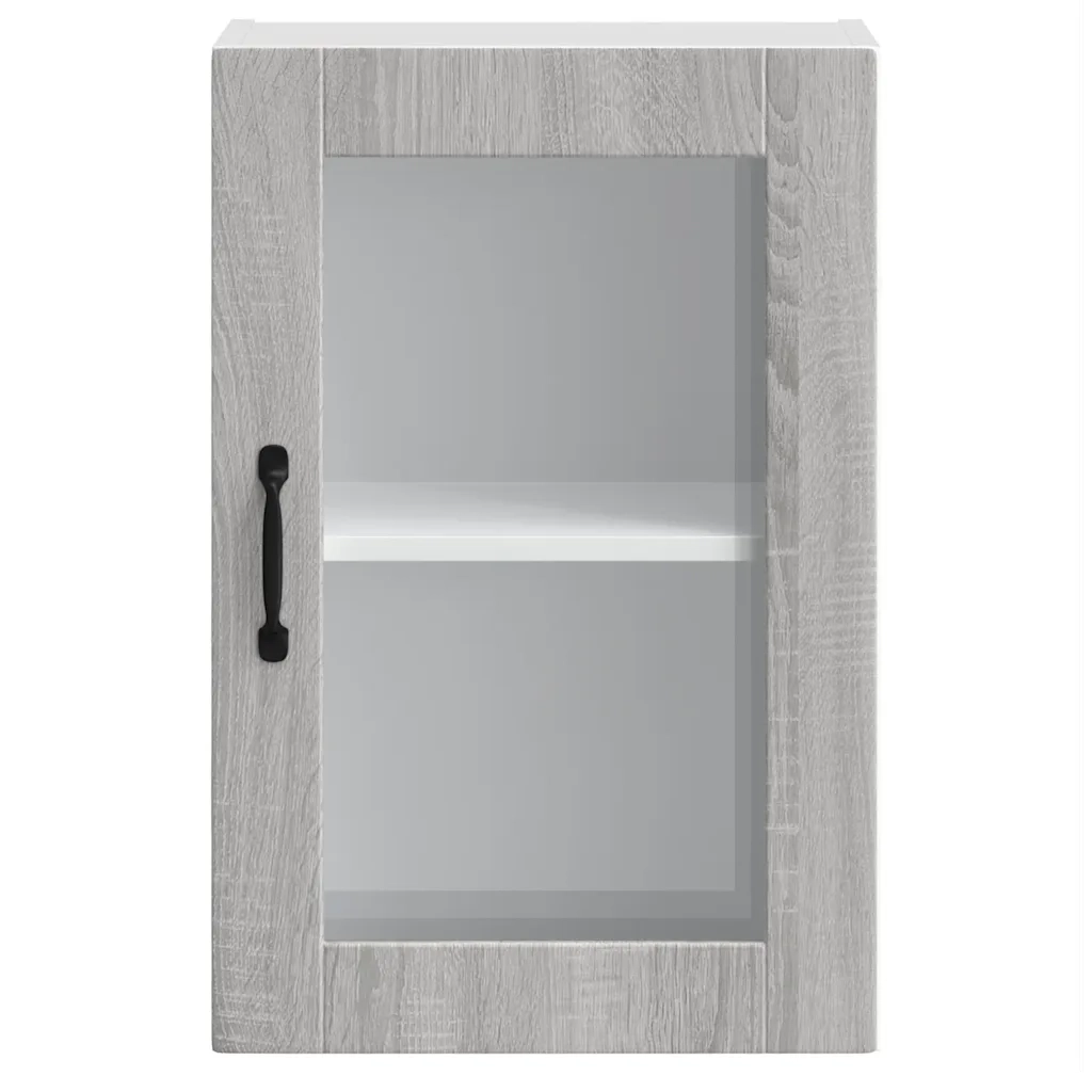 vidaXL Pensile da Cucina con Porta in Vetro Porto Grigio Sonoma